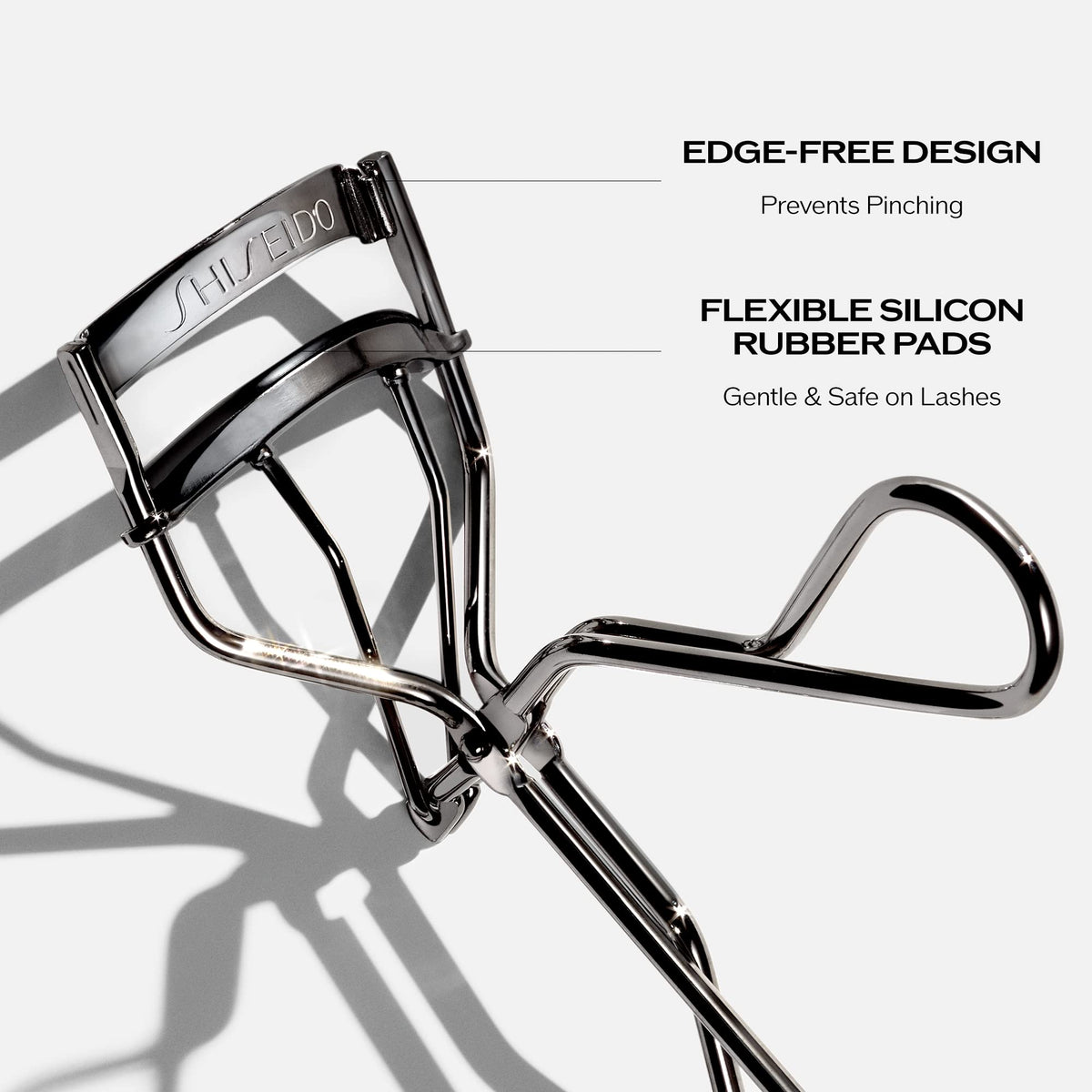 Shiseido refill pad installed in eyelash curler demonstrating precise alignment and safe use