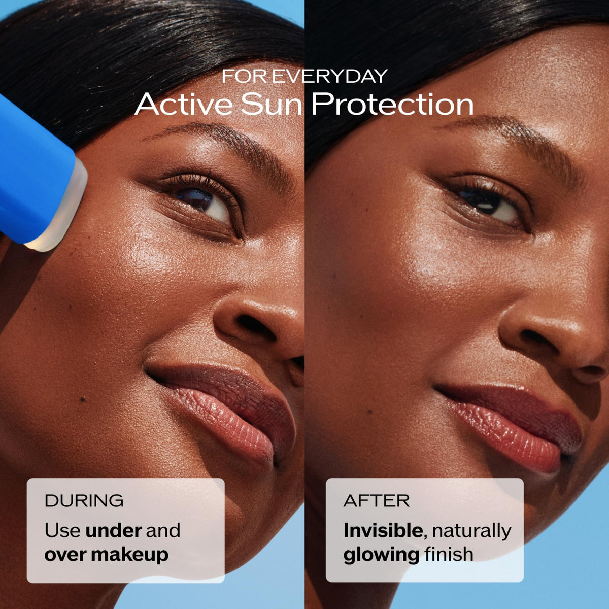 Shiseido stick application on face demonstrating quick reapplication benefit