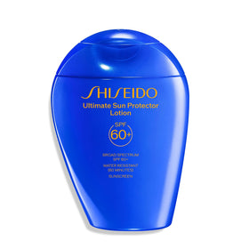 Shiseido bottle front view showing SPF 60+ protection and benefits