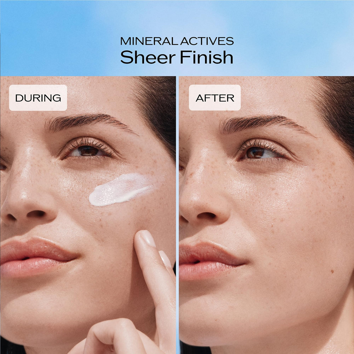 Shiseido texture close-up showing sheer mineral lotion and quick absorption
