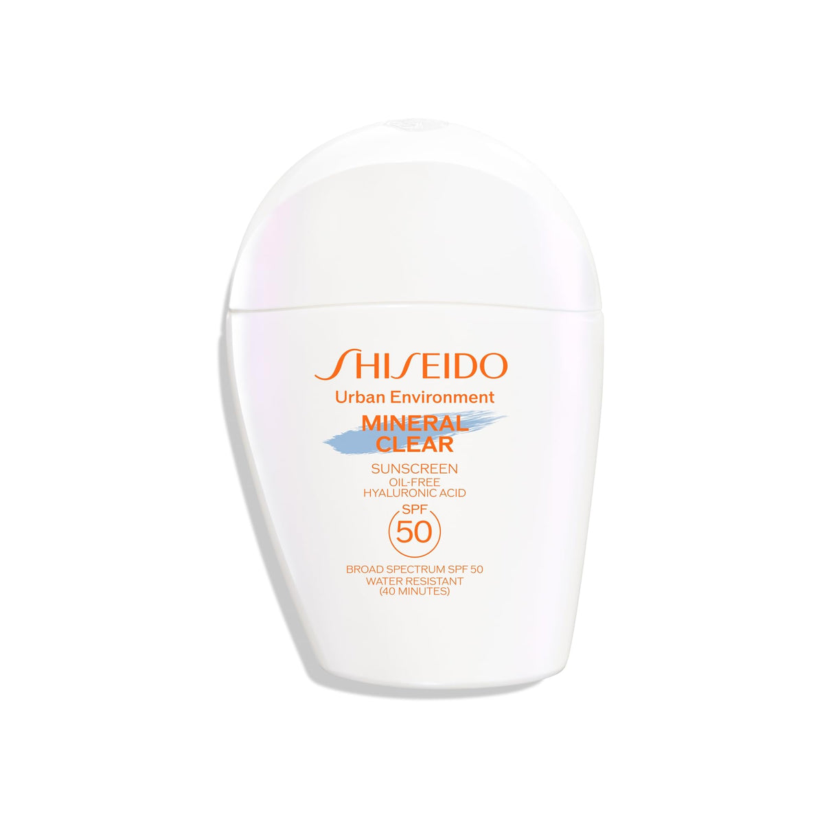 Shiseido front bottle showing SPF50 protection and clear finish benefit