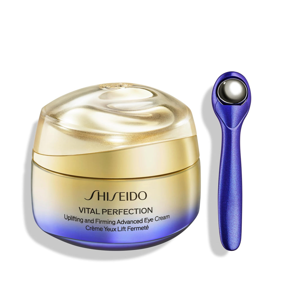 Shiseido Vital Perfection eye cream front view showing product and branding, promotes firming