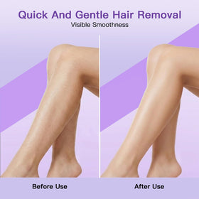 SHLLON before and after leg comparison showing smooth, stubble-free skin