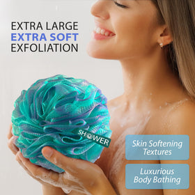 Shower Bouquet close-up of soft dense mesh texture for gentle exfoliation