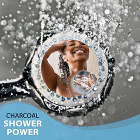 Shower Bouquet label closeup showing handmade and charcoal features