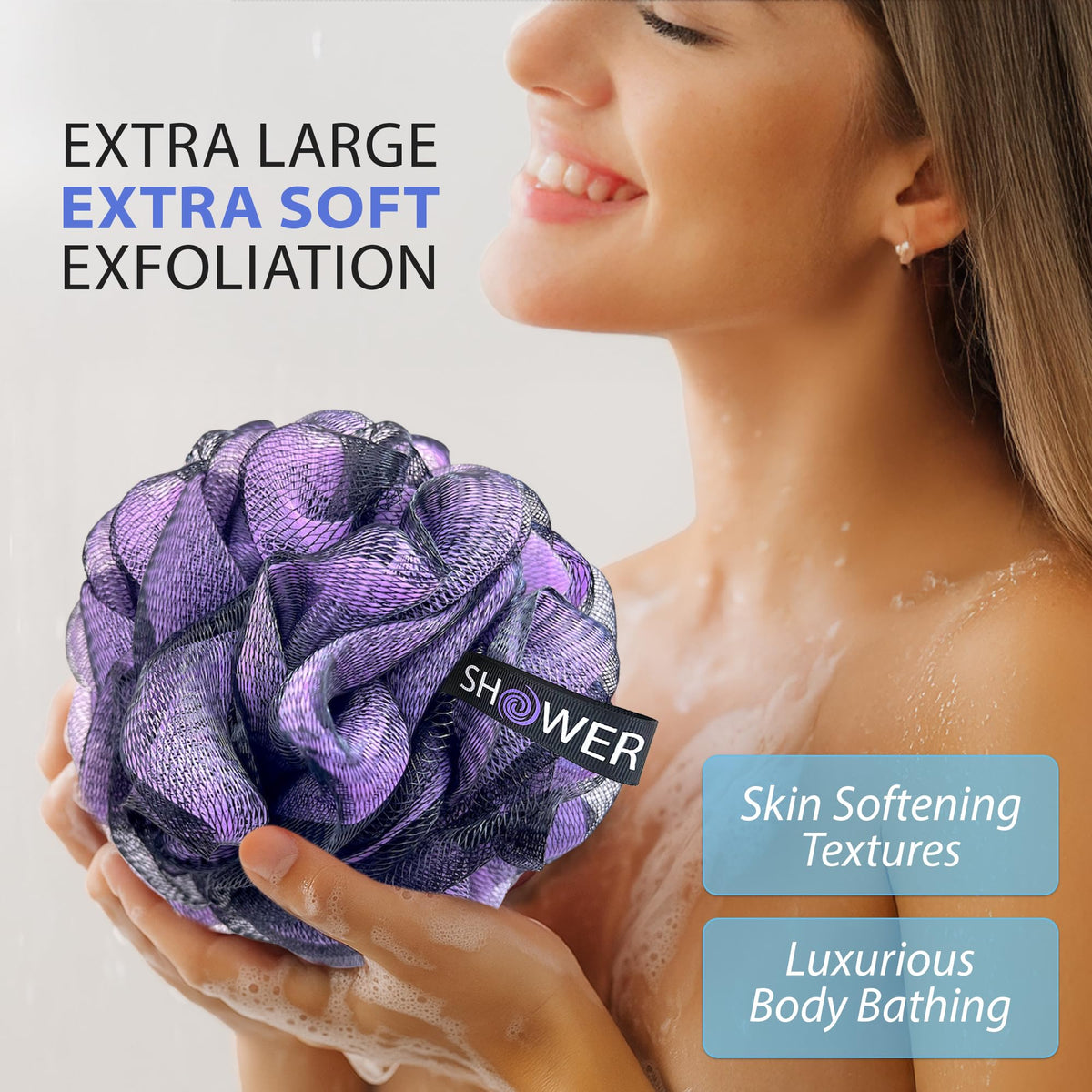 Shower Bouquet close-up mesh texture highlighting gentle exfoliation