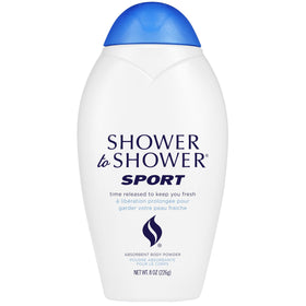 Shower To Shower front packaging showing brand and sport powder benefits