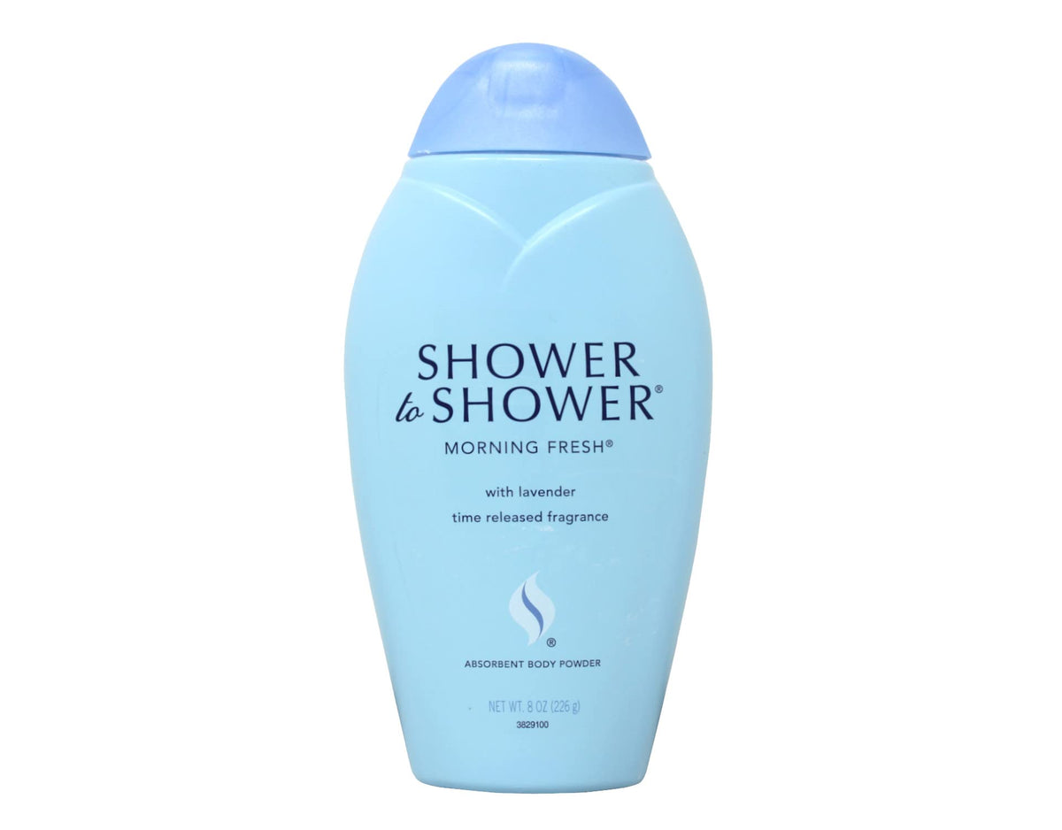 Shower To Shower front packaging showing product and benefit of lasting freshness