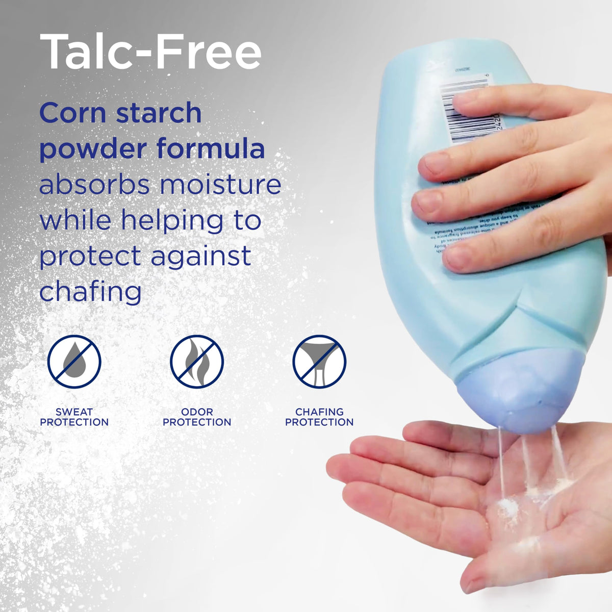 Shower To Shower in-use underarm application reducing sweat and odor