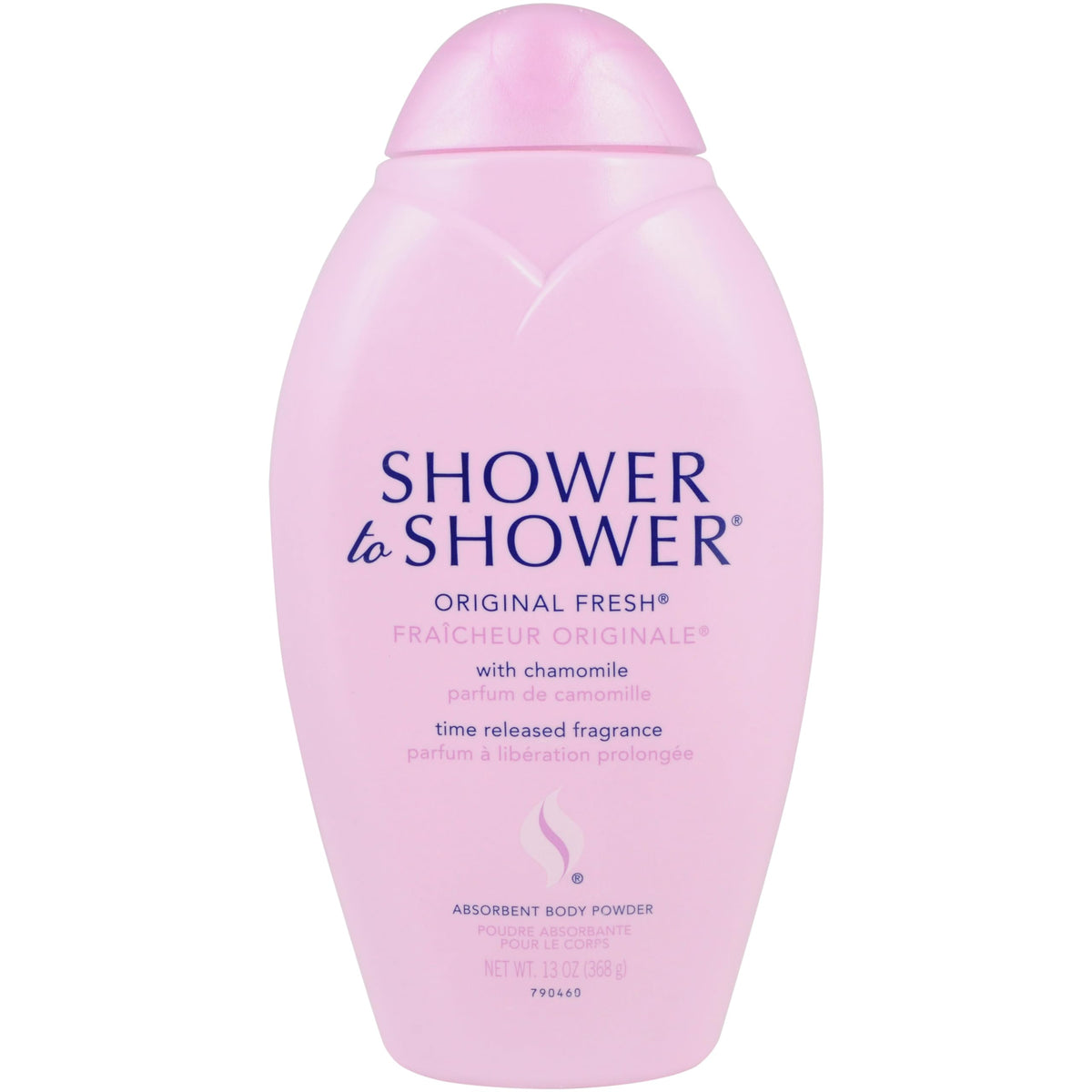 Shower To Shower open jar top view revealing fine talc-free powder for fast absorption