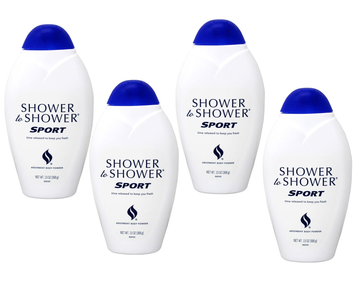 Shower To Shower front packaging showing Sport powder and benefits