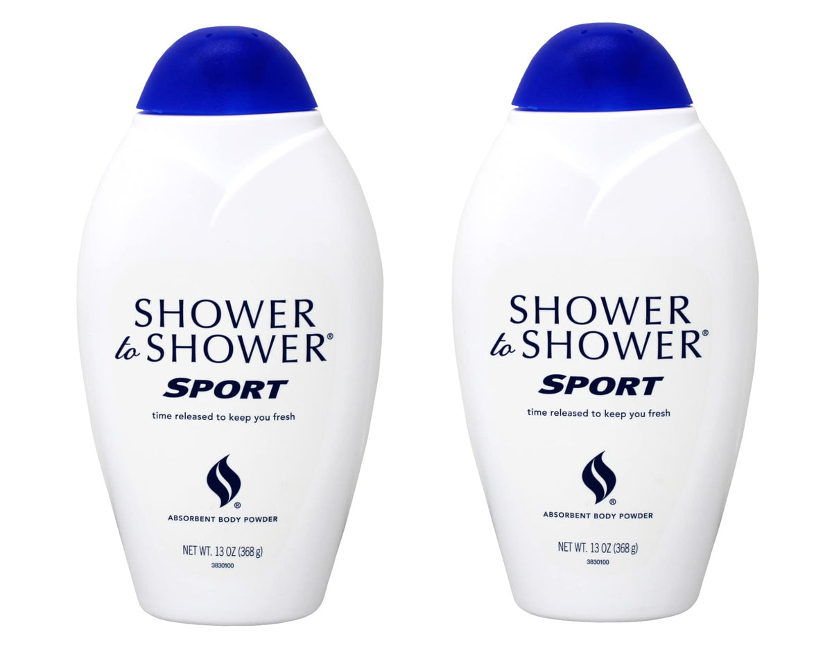 Shower To Shower front packaging showing two 13-ounce bottles and brand freshness