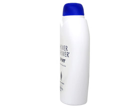 Shower To Shower bottle in hand showing 13-ounce scale and convenience