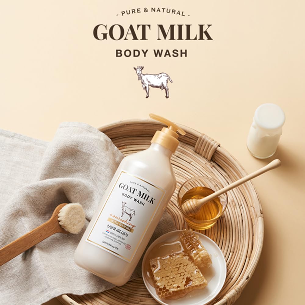 SHOWERMATE label detail highlighting ingredients and soothing Manuka honey benefit