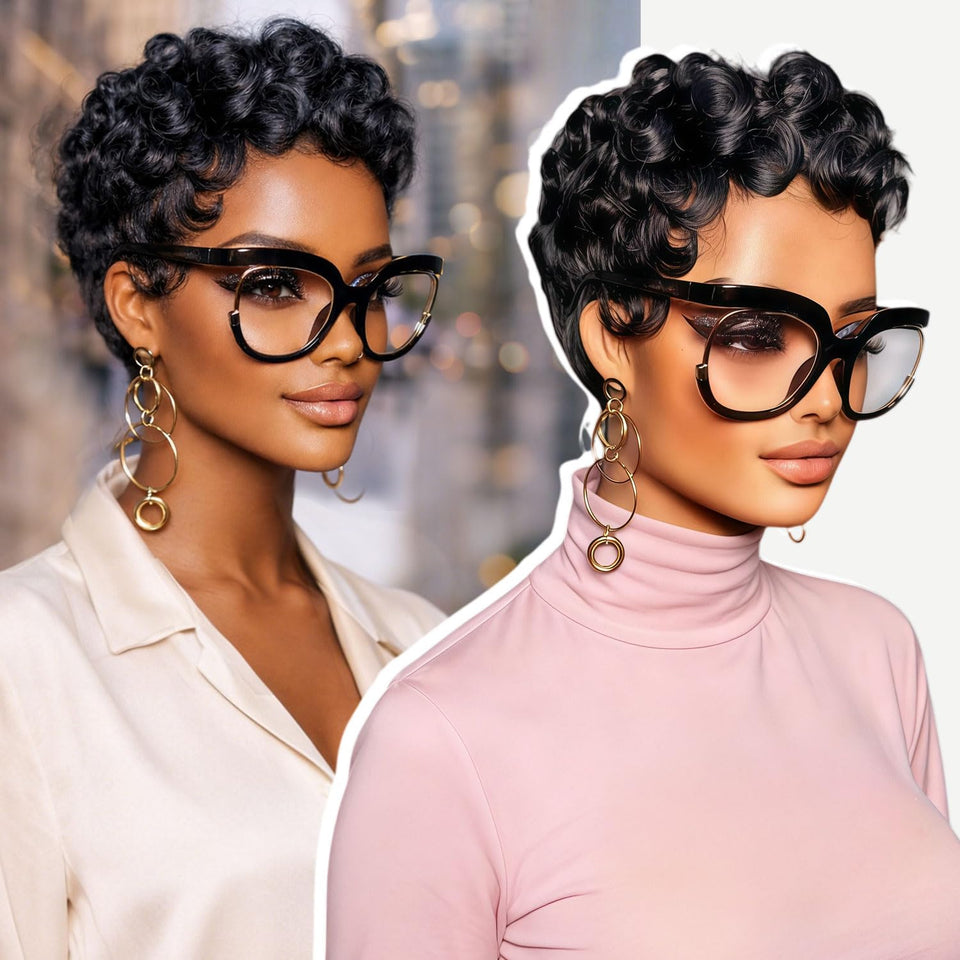 showreal front view pixie wig showing neat face-framing and natural look