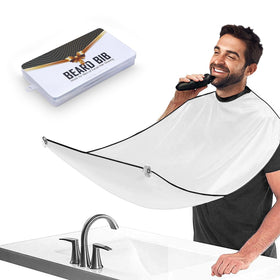 Showvigor front view of beard bib apron showing pocket and straps to keep sink clean