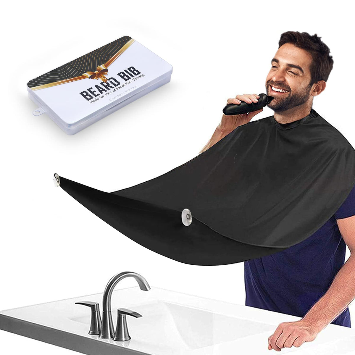 Showvigor front view of beard bib catching clippings for tidy grooming