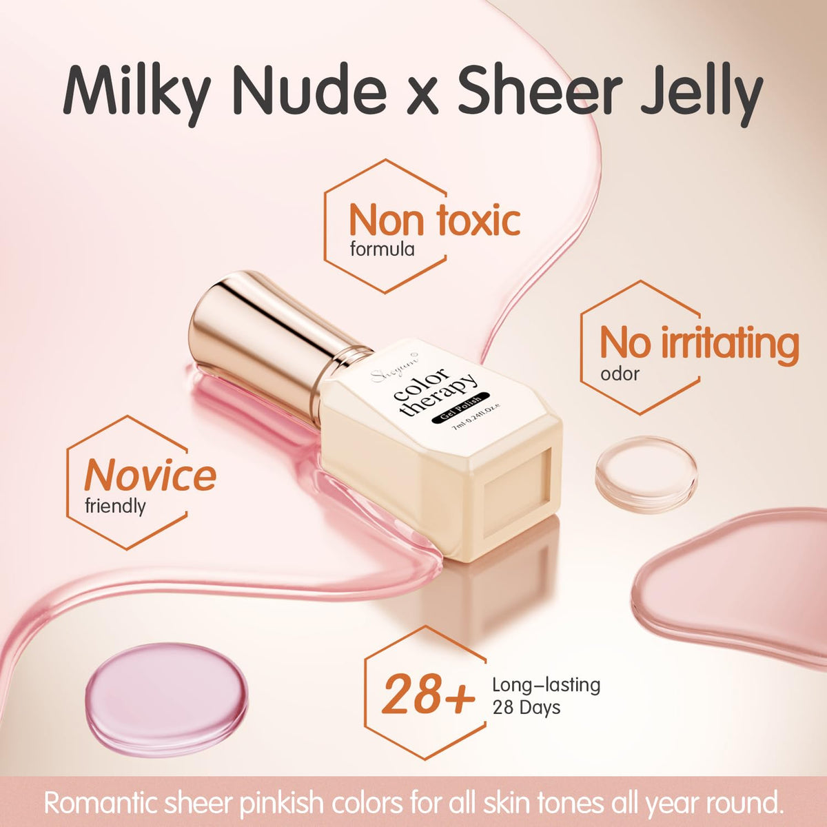 SHOYUM bottle label close-up highlighting shade name and low-odor formula benefit