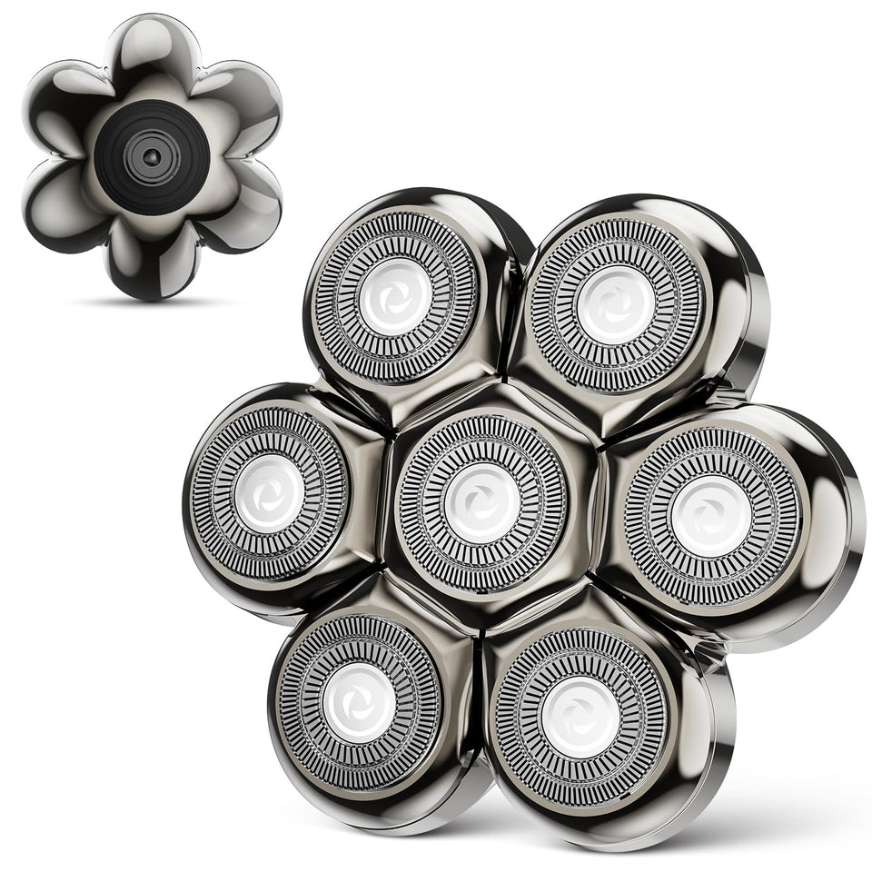 SHPAVVER front view showing seven-blade floating head for faster shaves