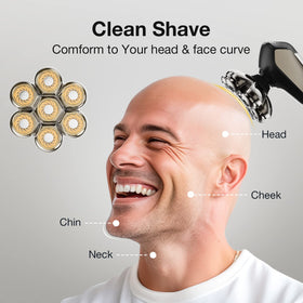 SHPAVVER in use shaving scalp, improved coverage and reduced passes