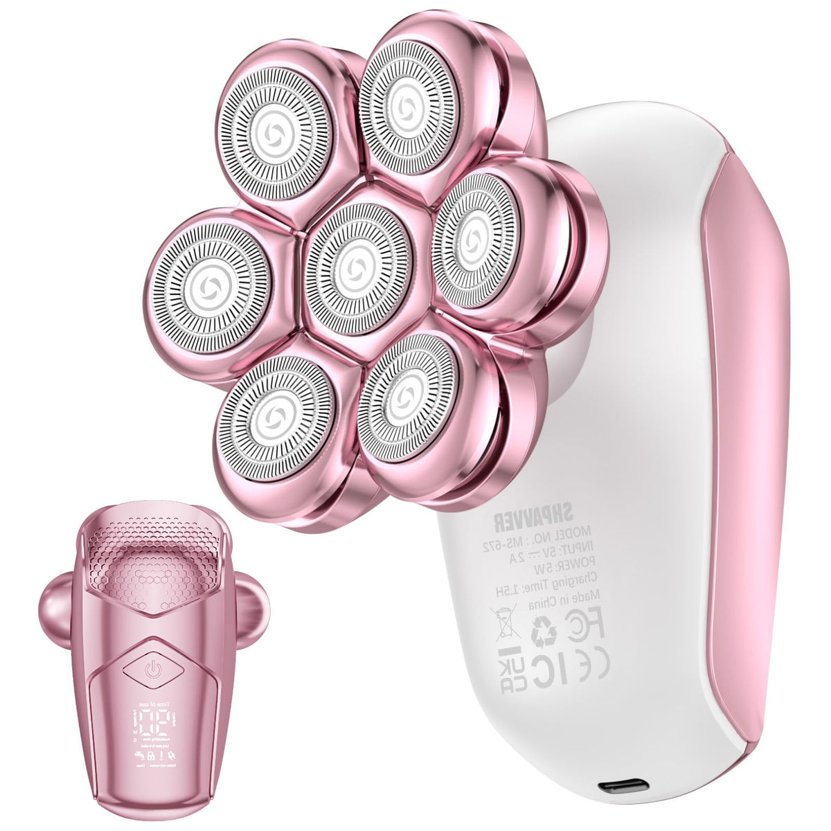 SHPAVVER glossy pink front view showing compact design and travel-ready look