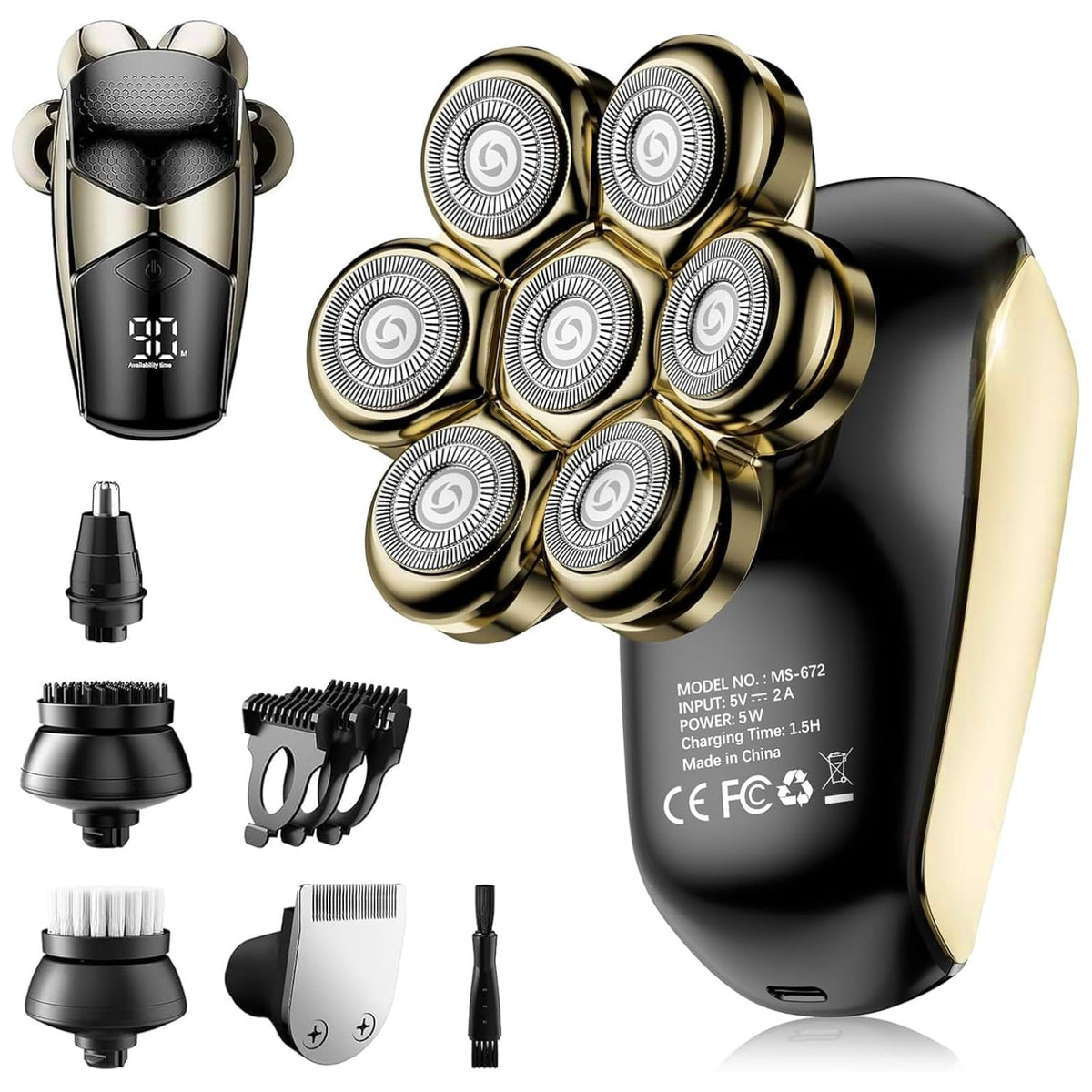 SHPAVVER front view of shaver showing ergonomic design and quick shave benefit