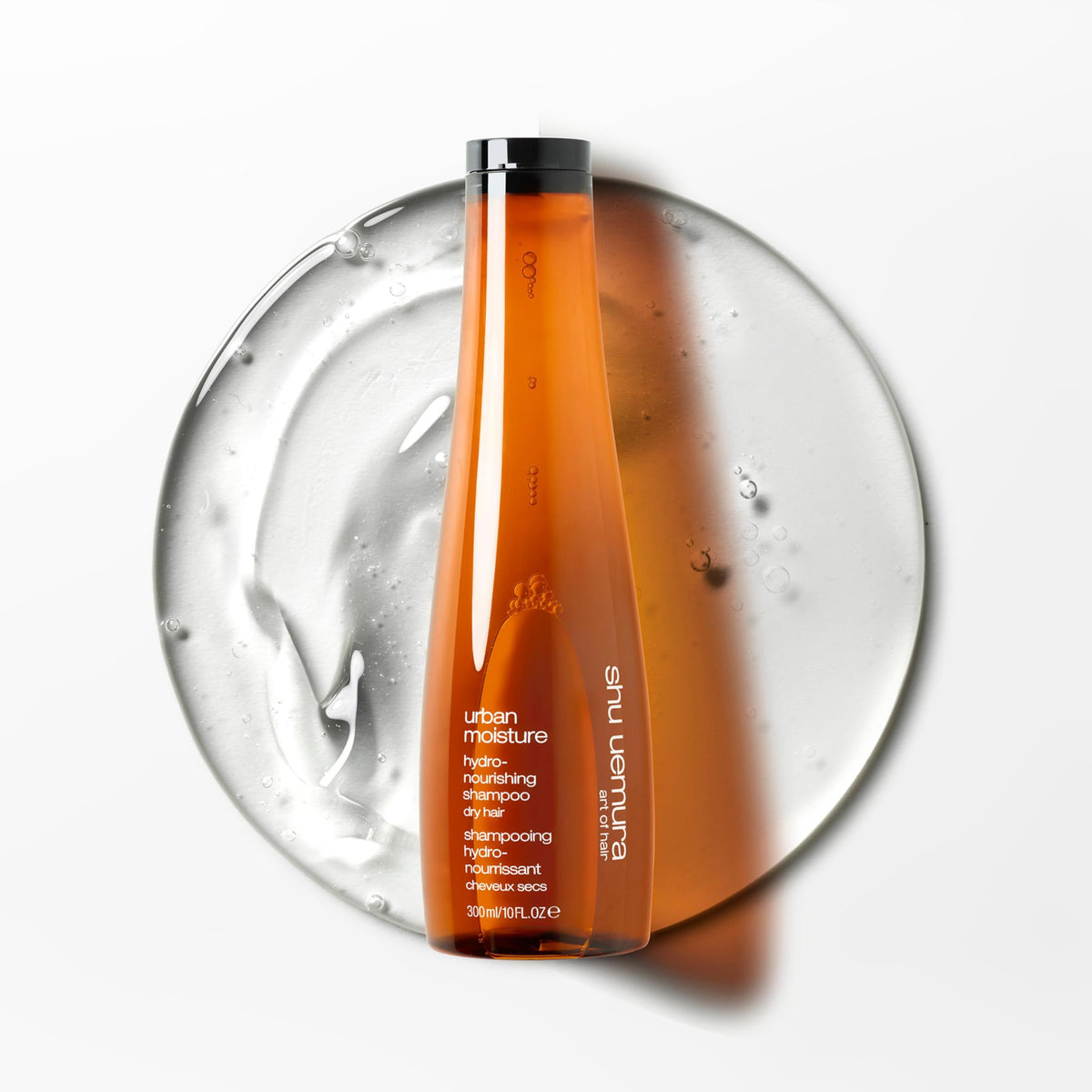 shu uemura before and after hair shot showing improved shine and frizz control