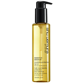shu uemura art of hair bottle front view showing sleek packaging and refined finish