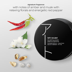 shu uemura art of hair paste on fingertips during application, easy-to-distribute benefit