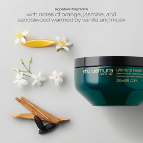 shu uemura art of hair product label and scent notes emphasizing luxurious fragrance