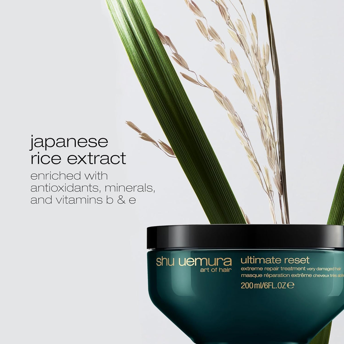 shu uemura art of hair jar next to ruler showing the 2.5 fl oz scale advantage