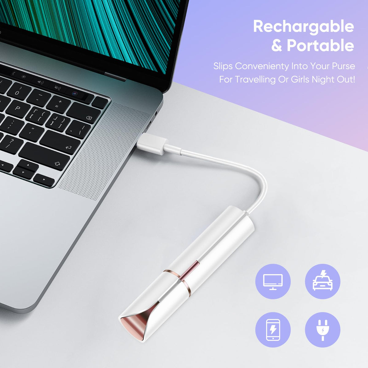 shuangtong lipstick-shaped device held in hand for easy travel use