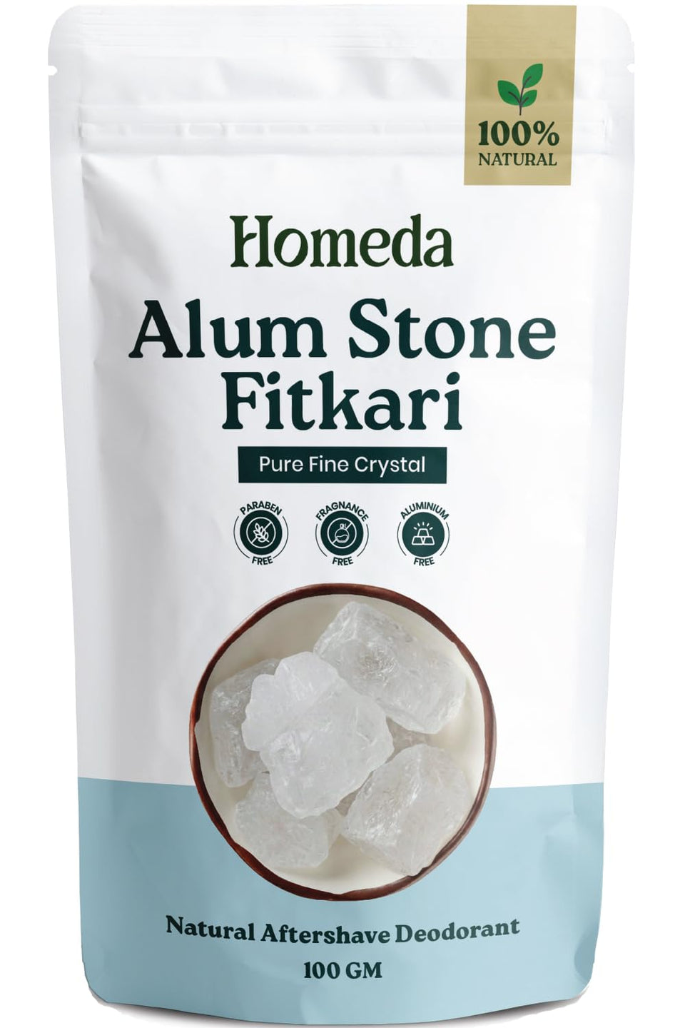 Shudh Online alum stone front packaging showing product and weight benefits