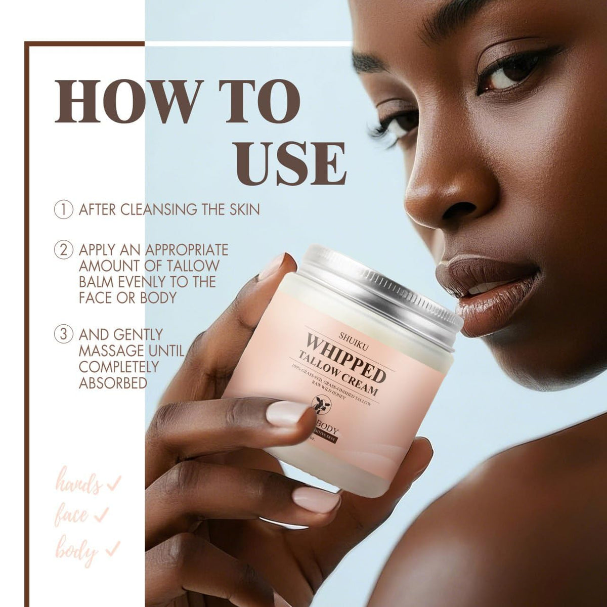 SHUIKU gentle face application demonstrating targeted hydration for cheeks and forehead