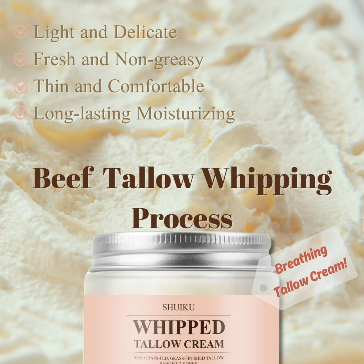 SHUIKU honey ingredient drip over tallow highlighting natural hydration benefits