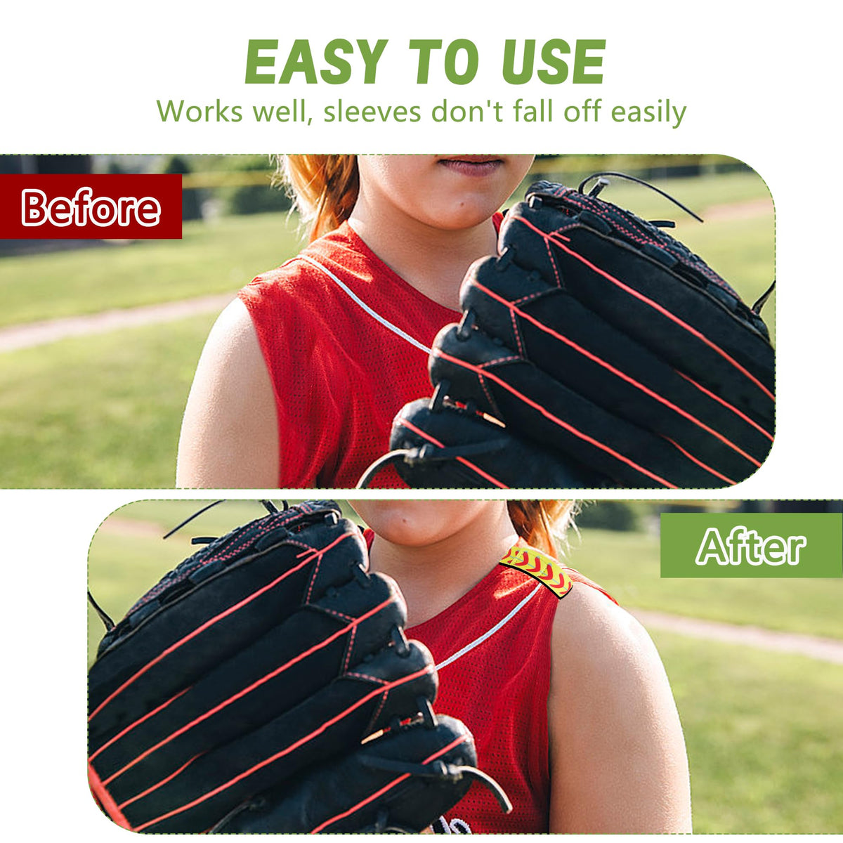 Shupakul sleeve holder wrapped on athlete arm demonstrating secure fit during movement