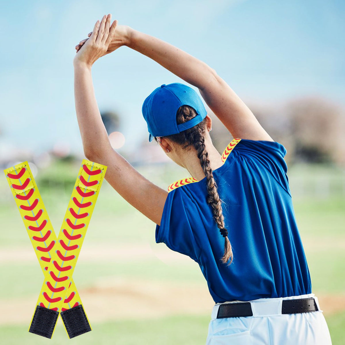 Shupakul sleeve holder worn on softball field illustrating visibility and quick use