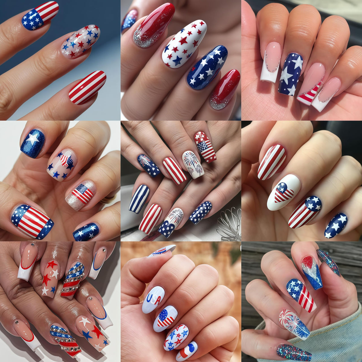 SHUXILIN lifestyle patriotic manicure worn outdoors for celebratory style