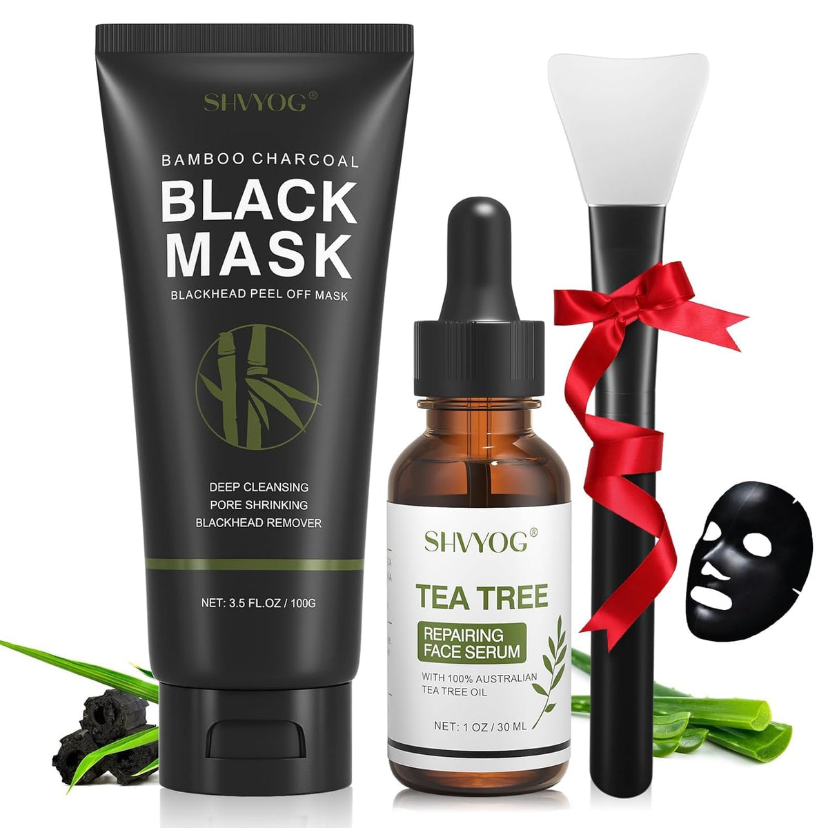 SHVYOG front packaging showing mask, serum, and brush for complete cleanse