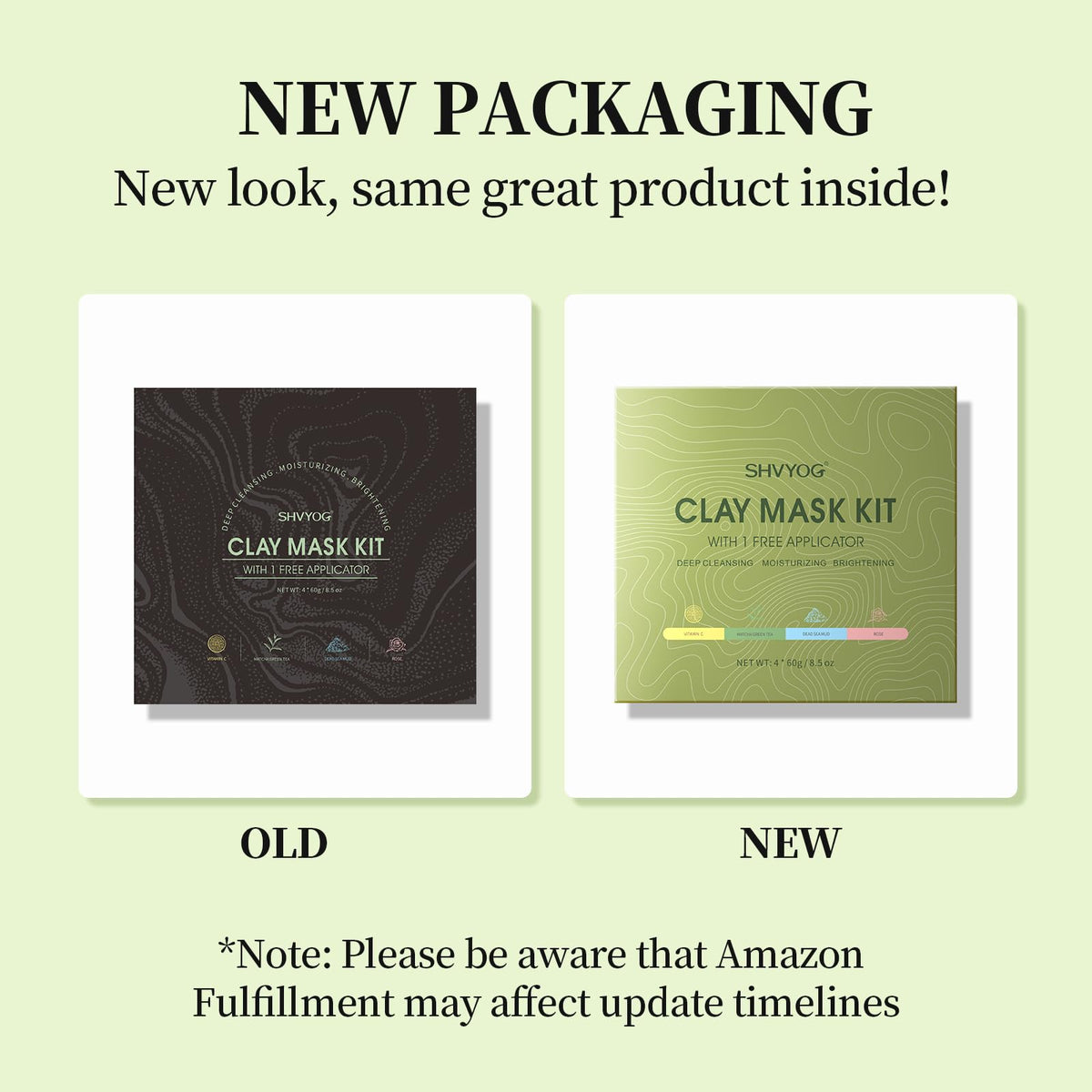 SHVYOG green tea mask on hand demonstrating detoxifying and soothing effect