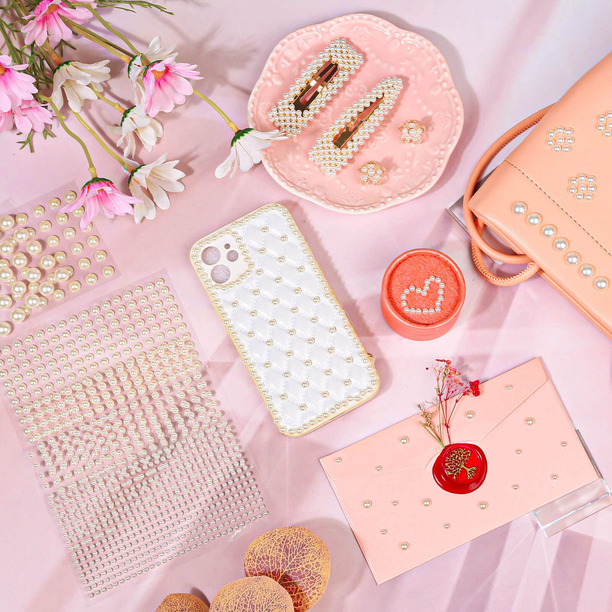 shynek craft card decorated with pearls highlighting polished finish