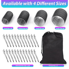 shynek rollers size comparison showing jumbo to small for varied curls