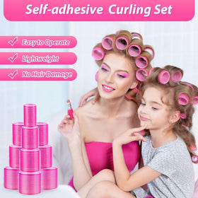 shynek rollers placed in hair while styling demonstrating heat-free curl creation