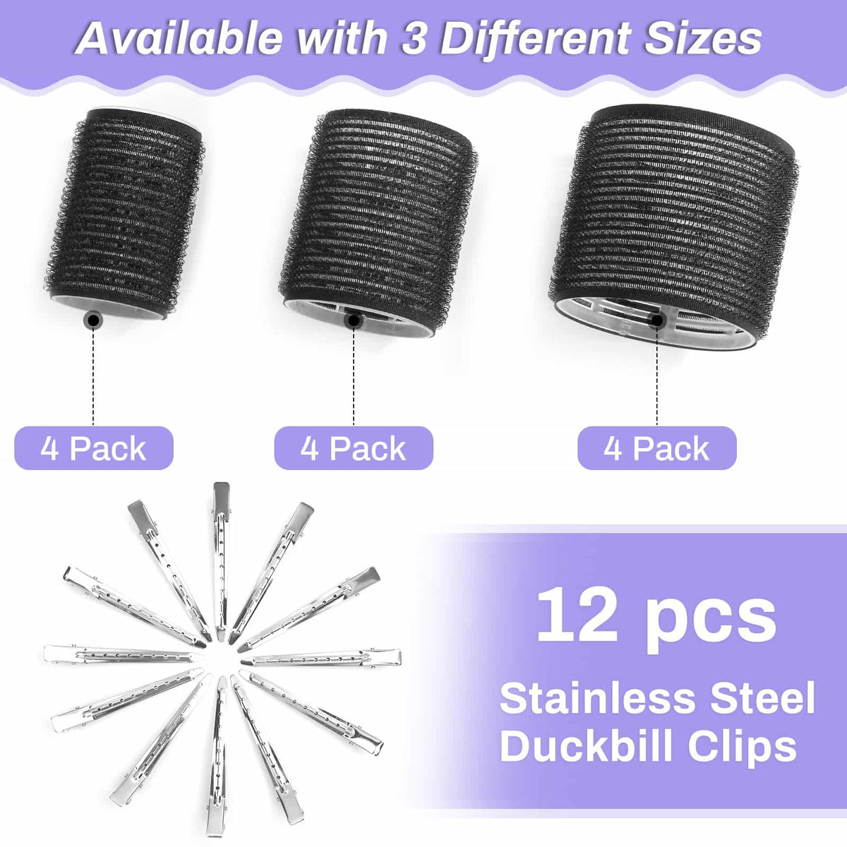 shynek rollers and 12 clips flatlay showing included tools for secure styling