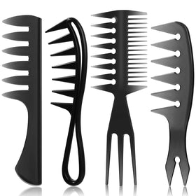Sieral front-view comb set showing four different wide-tooth styles for versatile grooming