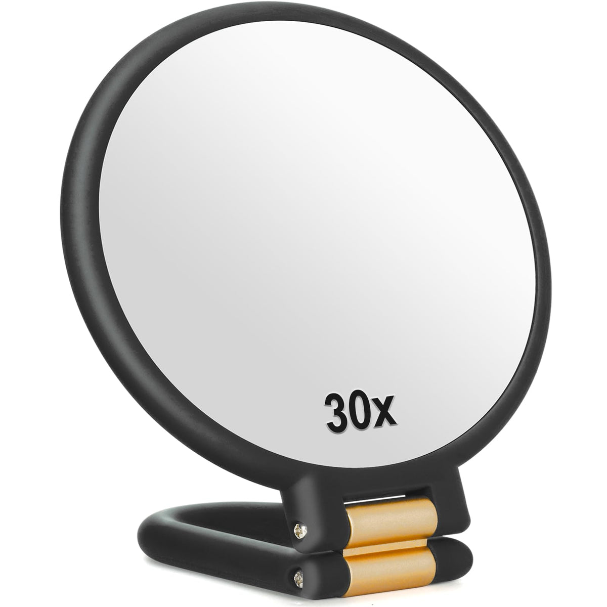 Sifolo front view of black dual-sided mirror showing 1x and 30x benefits