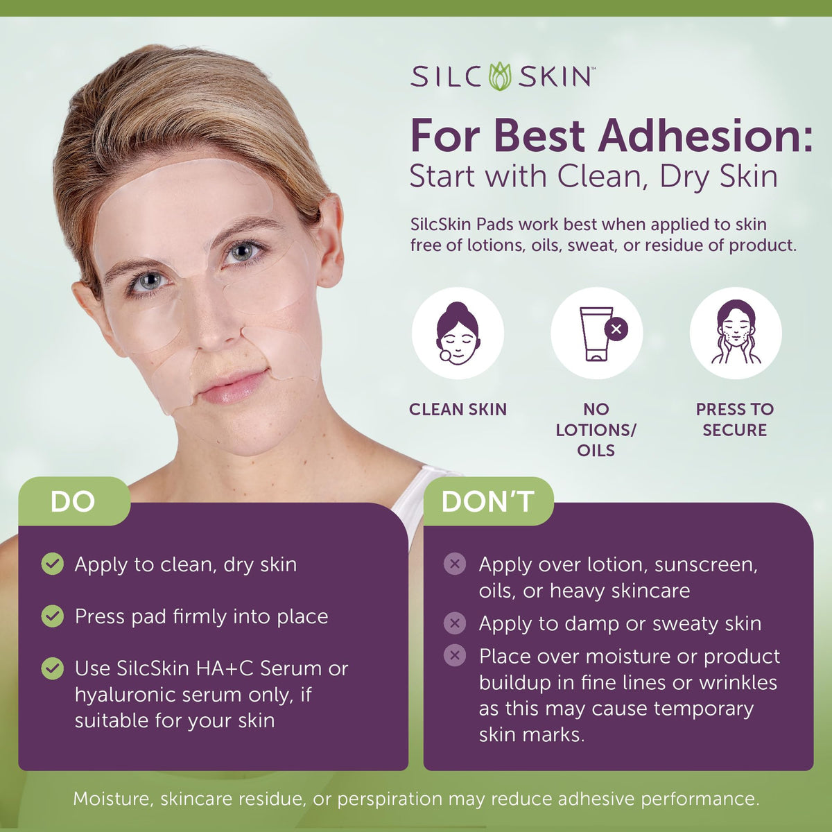 Silc Skin pad applied to chest demonstrating comfortable overnight wear benefit
