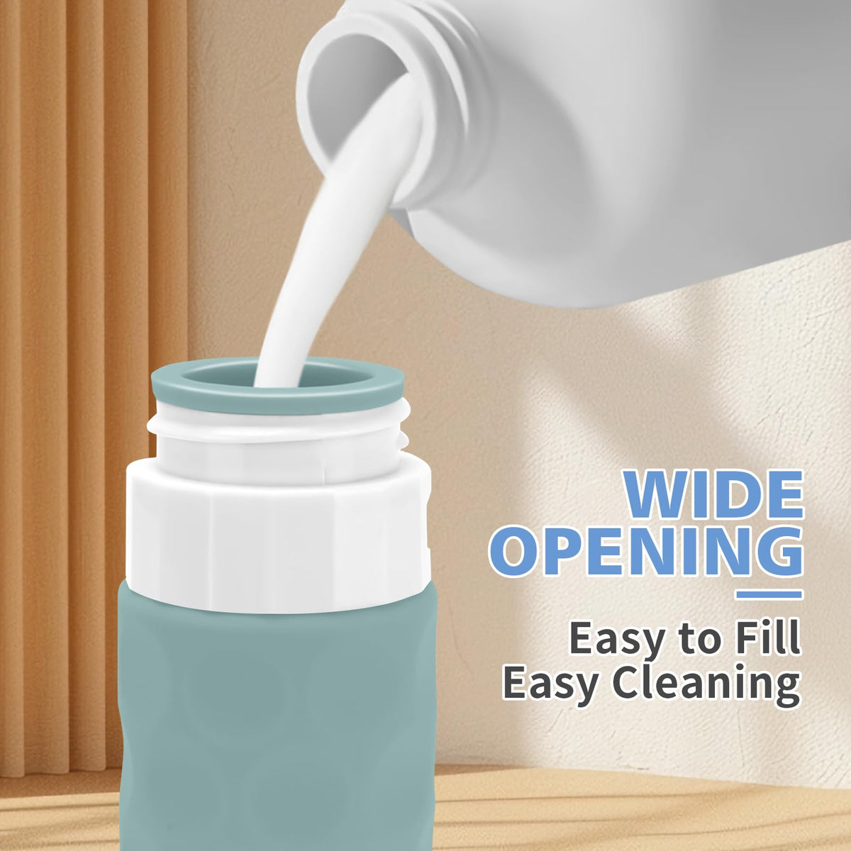 Silevoler bottle being squeezed in hand demonstrates easy, precise dispensing