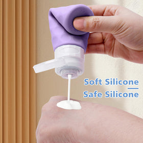 Silevoler four filled bottles neatly organized inside clear toiletry bag benefit