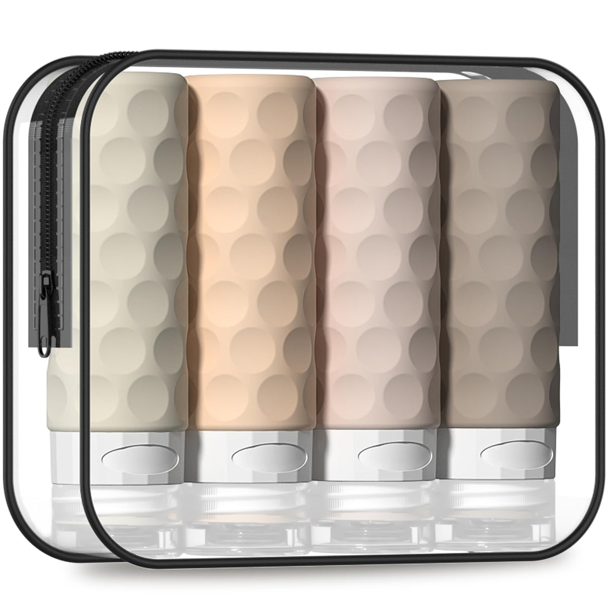 Silevoler front view showing set and clear toiletry bag for organized travel